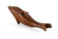 Wooden creative dolphin puzzle toy on white Royalty Free Stock Photo