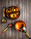 Wooden crockery painted with Khokhloma