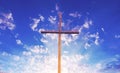 Wooden cross against blue sky Royalty Free Stock Photo