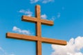 Wooden cross against the sky Royalty Free Stock Photo