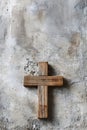 a wooden cross, on a concrete background.