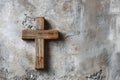 a wooden cross, on a concrete background.