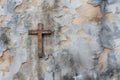 a wooden cross, on a concrete background.