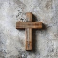 a wooden cross, on a concrete background.