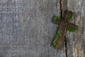 Wooden cross or crucifix on a background for a condolence card. Royalty Free Stock Photo