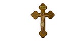 Wooden cross with crucifixion Wooden cross with Jesus Christ crucifixion Royalty Free Stock Photo