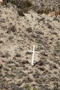 Wooden cross in the desert Royalty Free Stock Photo