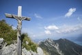 Wooden cross at Heimgarten mountain in Bavaria, Germany