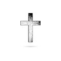 Wooden cross icon on background. Closeup of wooden Christian cross Royalty Free Stock Photo