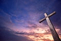 Wooden cross illuminated from the sky Royalty Free Stock Photo