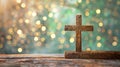 The Wooden Cross with Bokeh.AI generated image Royalty Free Stock Photo