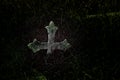 A wooden cross rose to the ground with natural background,