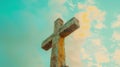 Wooden Cross Against Sky.AI generated image Royalty Free Stock Photo
