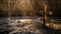 Wooden Cross on Dirt Field Royalty Free Stock Photo