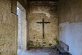 Wooden Cross Stone Wall Santo Domingo Monastery Ruins Antigua Guatemala Royalty Free Stock Photo