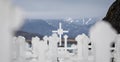 Wooden crosses in graveyard in Maniitsoq, Greenland