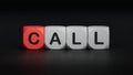 wooden cube block with CALL business word.
