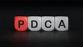 wooden cube block with PDCA business word.