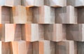 Wooden cube boxes creating abstract geometric wall