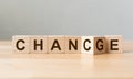 Wooden cube flip with word `change` to `chance` on wood table, Personal development and career growth or change yourself concept Royalty Free Stock Photo