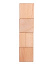 Wooden cube geometric bricks tower isolated on the white background