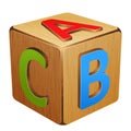 Wooden cube with letters A,B,C