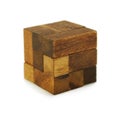 Wooden cube puzzle isolated Royalty Free Stock Photo