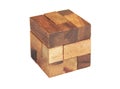 Wooden cube puzzle isolated Royalty Free Stock Photo