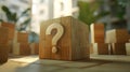 Wooden Question Mark Cube Symbol of Curiosity Puzzle Enigma Inquiry
