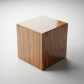 A wooden cube with a smooth polished surface and visible grain patterns Royalty Free Stock Photo
