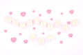 Wooden cube Valentime`s dayand and pink hear backgground Royalty Free Stock Photo