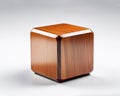 wooden cube varnished with rounded edges. Natural color cube template on gray background