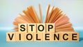 Wooden cubes with the abbreviation Stop Violence Royalty Free Stock Photo