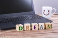 Wooden cubes dream word Royalty Free Stock Photo