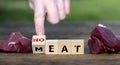 Wooden cubes form the expression 'eat no meat.