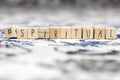 Wooden cubes with a hashtag and the word Spiritual, social media and spiritual concept background Royalty Free Stock Photo