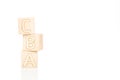 Wooden cubes with letters ABC on a white background Royalty Free Stock Photo