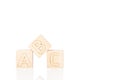 Wooden cubes with letters ABC on a white background Royalty Free Stock Photo
