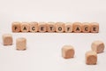 Wooden cubes with letters. the word facetoface is displayed, abstract illustration Royalty Free Stock Photo