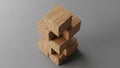 Wooden cubes with a natural grain pattern arranged in an uneven Royalty Free Stock Photo