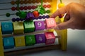 Wooden cubes with numbers,