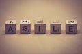 Wooden cubes showing the word agile on a table Royalty Free Stock Photo