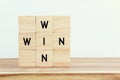 Wooden cubes stack with the text win-win-situation. Strategy and business concept Royalty Free Stock Photo