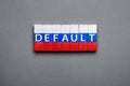 Wooden cubes text concept default blocks stack Russian federation crisis. Cubes default text isolated flag of Russia Royalty Free Stock Photo