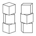 Wooden cubes for tower construction, black contour doodle, vector isolated illustration Royalty Free Stock Photo