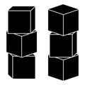 Wooden cubes for tower construction, black stencil icon, vector isolated illustration Royalty Free Stock Photo