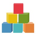 Wooden cubes for tower construction, color vector isolated illustration Royalty Free Stock Photo