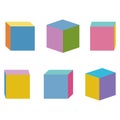 Wooden cubes for tower construction, color vector isolated illustration Royalty Free Stock Photo