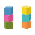 Wooden cubes for tower construction, color vector isolated illustration Royalty Free Stock Photo