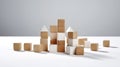 Wooden cubes toy city photo. Child eco wood natural play educational equipment blocks. Development symbol concept